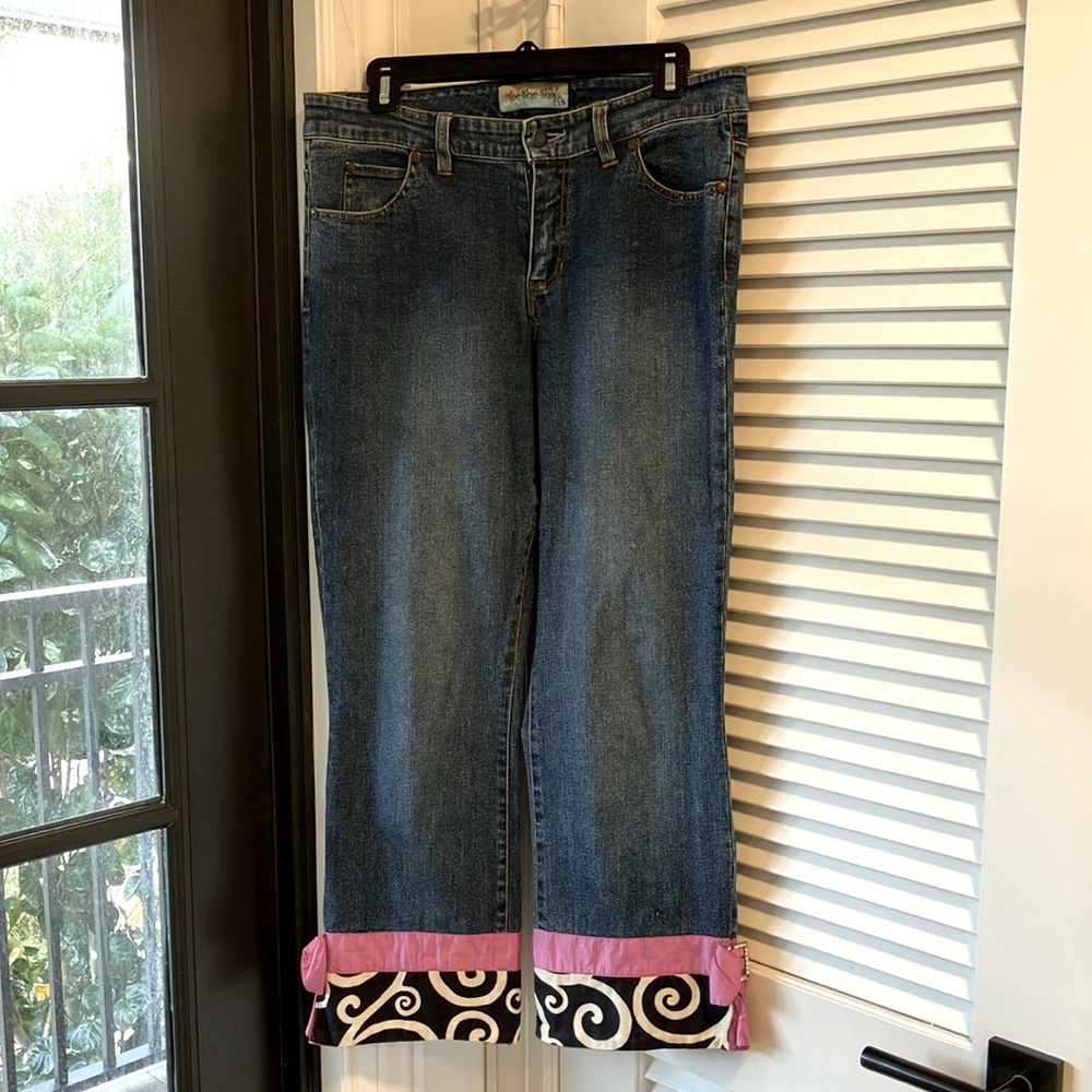 Too-She-She bedazzled cuffed jeans.
